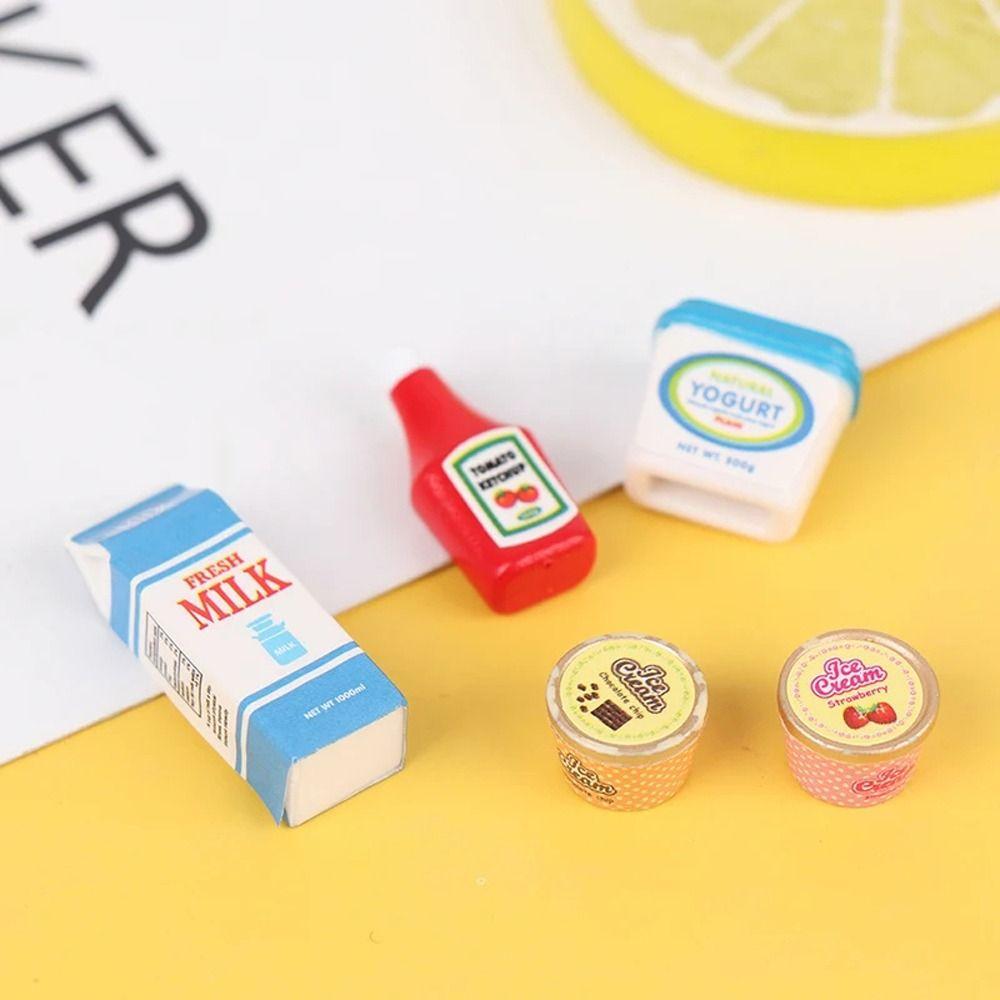 Pretend Play Miniature Yogurt Model Decoration Doll Kitchen Food Dollhouse Tomato Sauce  DIY Toy