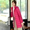 Womens Lightweight Hooded Down Jacket Mid-Length Removable Cap Korean Style Thin Winter Coat