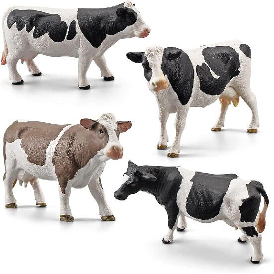 LC JoyCre Cow Figure Toys 4PCS Realistic Big Cows Figurines Toys for Toddlers Simmental Cows Holstein Cow Figures for Kids Birthday 3 4 5 6 Year Old
