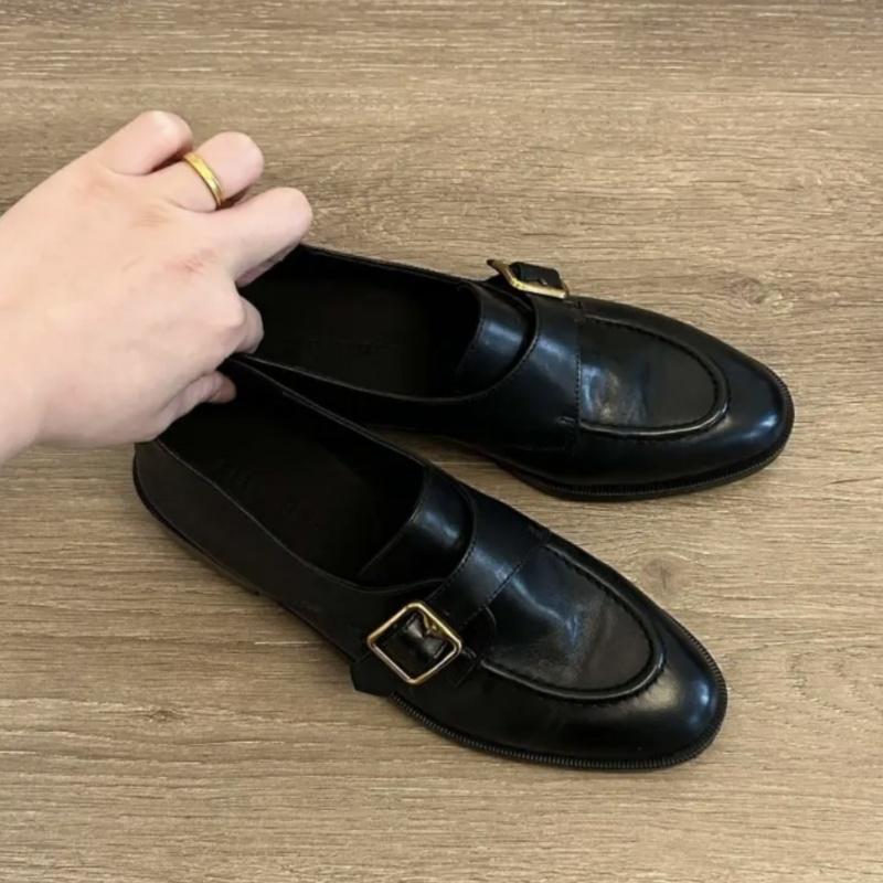 Fashion Retro Britsh Style Women's Loafers 2025 Spring Autumn Casual Fashion Slip On Round Toe Office Work Flat Shoes Zapatillas Mujer