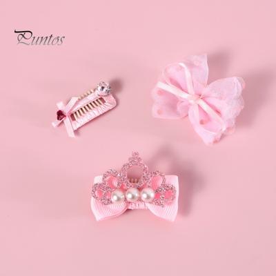 3 Stücke Haustier Haarnadel Handgemachte Kunstperlen Krone Schleife Strass Dekoration Haarspange Teddy Langhaarige Katze Hund BB Clip Prinzessin Kopfschmuck Geburtstagsaccessoire