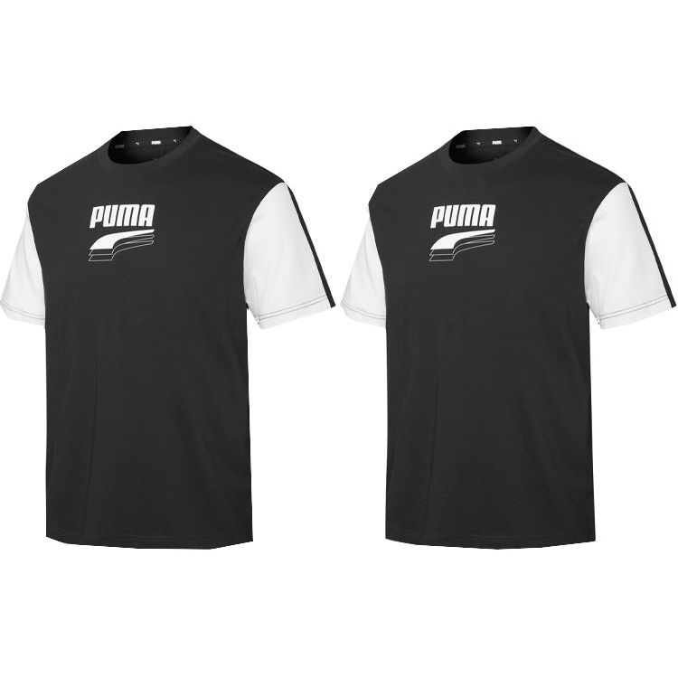Puma Rebel Logo Contrast Sports Short Sleeve T-Shirt Men Tops Black 845993-01