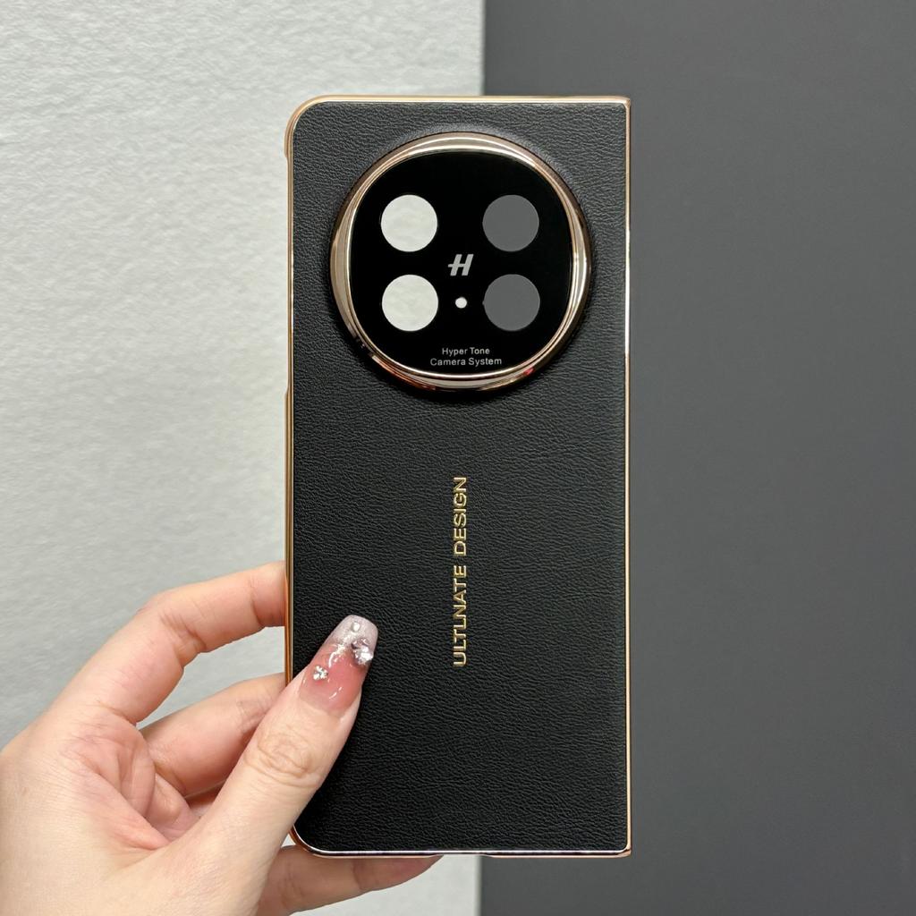 Applicable To Oppofindn1 Mobile Phone Case, New Center Axis N1 Plain Leather Electroplating Lens All-inclusive Hinge Anti-drop Case