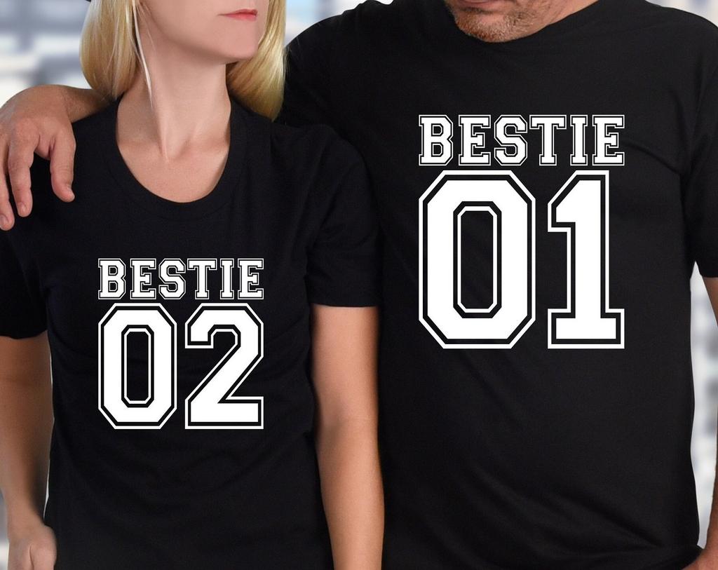 Besties T-Shirt King Queen Shirt Newly Wedding Marriage Presents Lovers Gift For Her T-Shirt Birthday Gift Christmas Xmas Gift Tee Tops