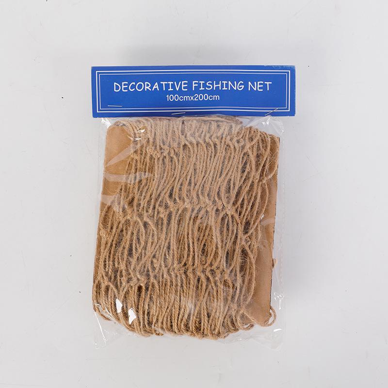 Mediterranean Style Cotton Rope Decorative Fishing Net with Shells for Wall Decor