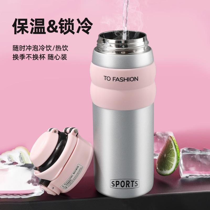 Explosive light luxury high value double drink thermos cup portable portable straw sports water cup 111 stainless steel bouncing cup