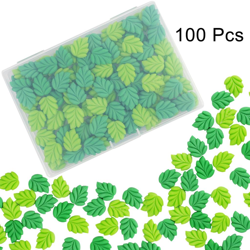 YOUOWO Mixed Resin Leaf Decorative for Cute Resin Decorations 100-Piece Parts, Green, Crafts, Handmade,