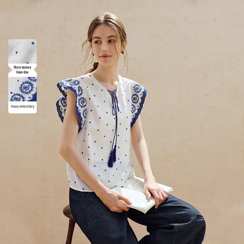 Женская вышитая рубашка INMAN с летящими рукавами S