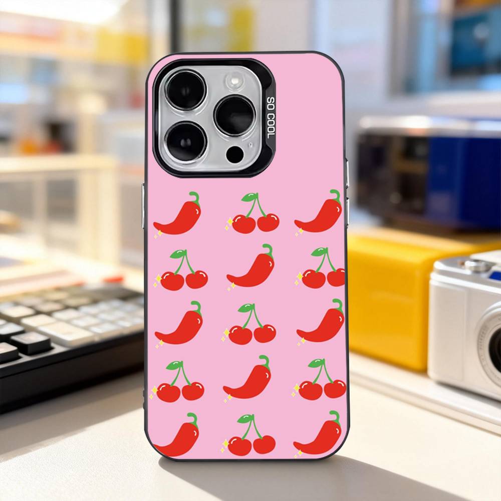 Chili Art Red Phone Case For iPhone 11,12,13,14,15,16,17,Pro,Max,Plus,E,Air,Mini IMD Matte Black