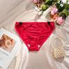 Women's Ice Silk Mid-Waist Bowknot Briefs with Cotton Crotch - Lightweight and Comfortable