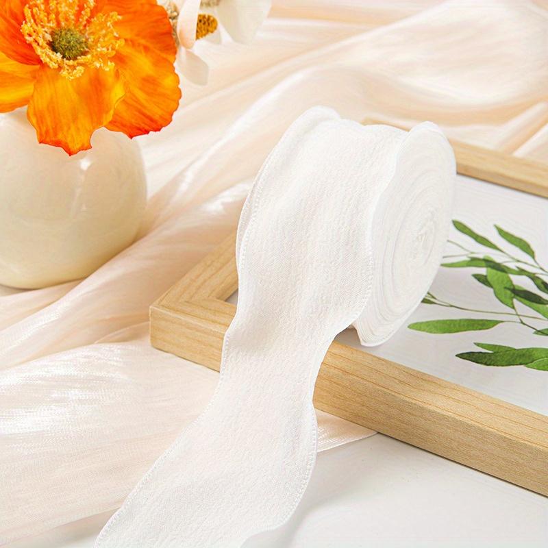 Lace Pleated Ribbon DIY Cake Bouquet Flowers Fishtail Yarn Packaging Linen Wavy Lace Ribbon cream white