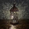 Middle East Arab Metal Vintage Hanging Lamp Hollowed Iron LED Lanterns Battery Operated Home Table Centerpieces Decors