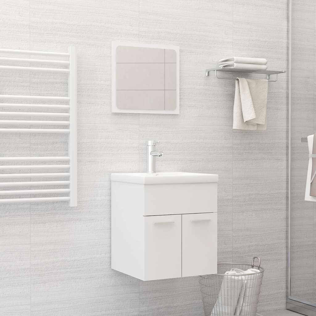2 Piece Bathroom Furniture Set White Particleboard