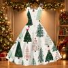Women's Casual Christmas Print Neck Vintage Dress for Holiday Celebrations