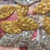 10Pcs Golden Silver Leaves With Sequins Embroidered Patches Applique Clothing Patch Decoration