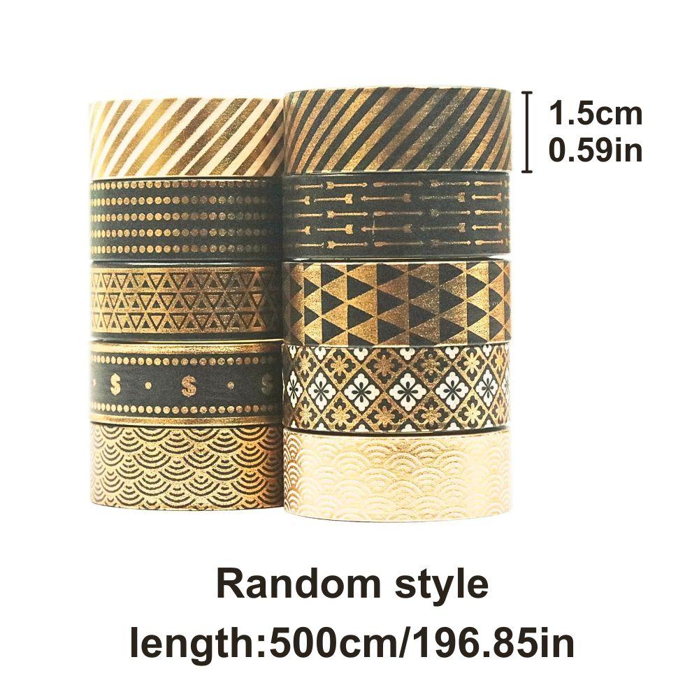 5/10pcs Black Gold Paper Tape DIY Gift Packaging Thin Gold Foil Printed Decoration Fashion Office Supply Stationery YMY