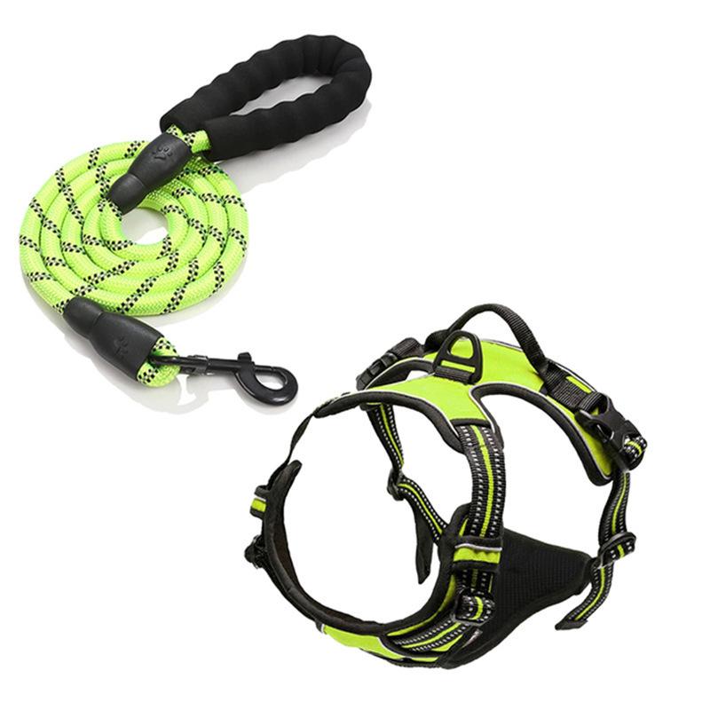 Reflective Nylon Dog Harness and Leash for Large Breeds