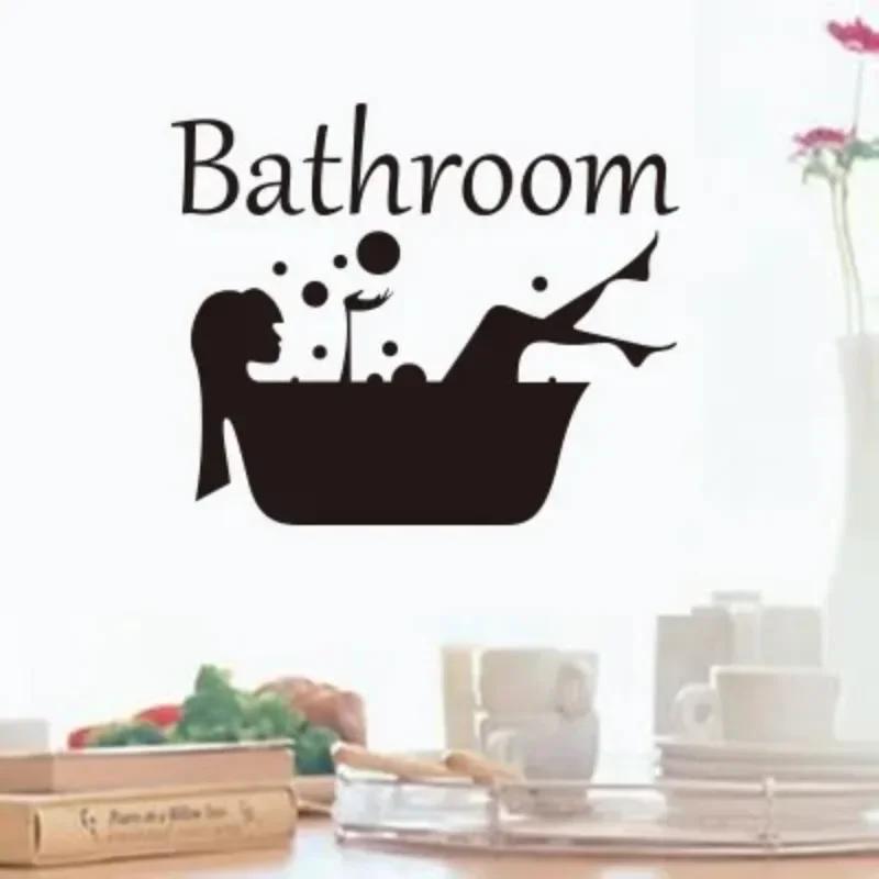 Bathroom Wall Sticker Letter Removable Art Vinyl Mural Home Room Toilet Door Vinyl Decal Transfer Vintage Decoration