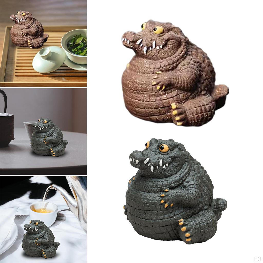 Crocodile Statue Tea Pet Ornament Art Decorative Figurine Animal Sculpture for Ceremony