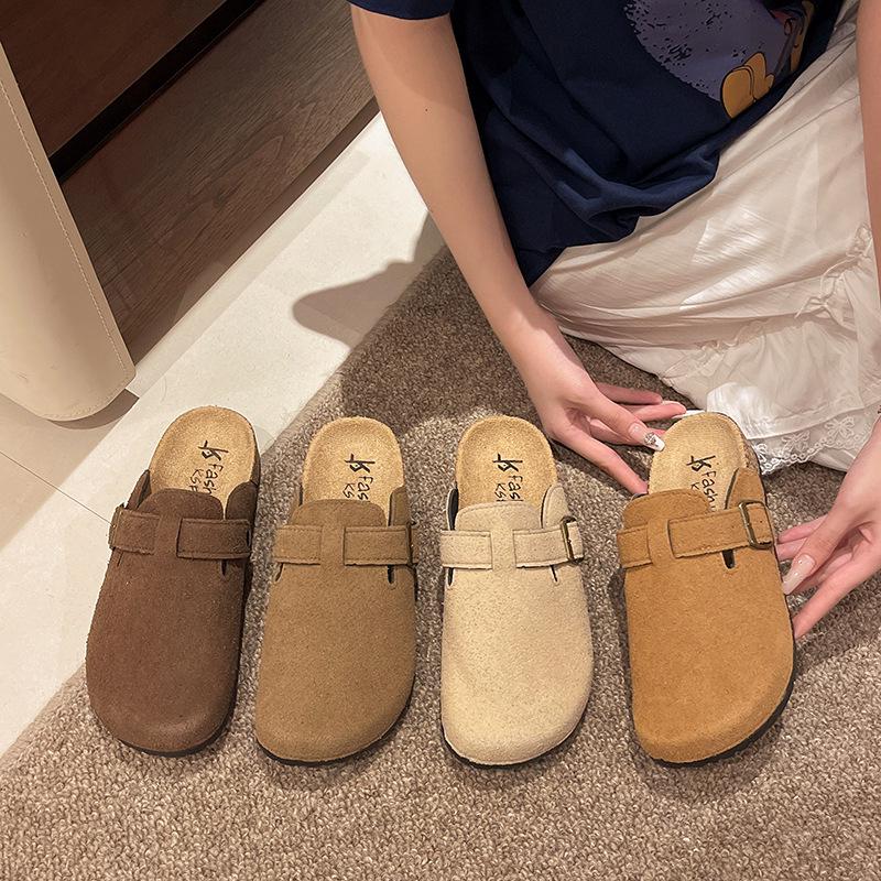2025 Cork Birkenstocks Half Slippers: Women's & Men's Retro Closed Toe Slip-ons for Casual Outdoor Wear