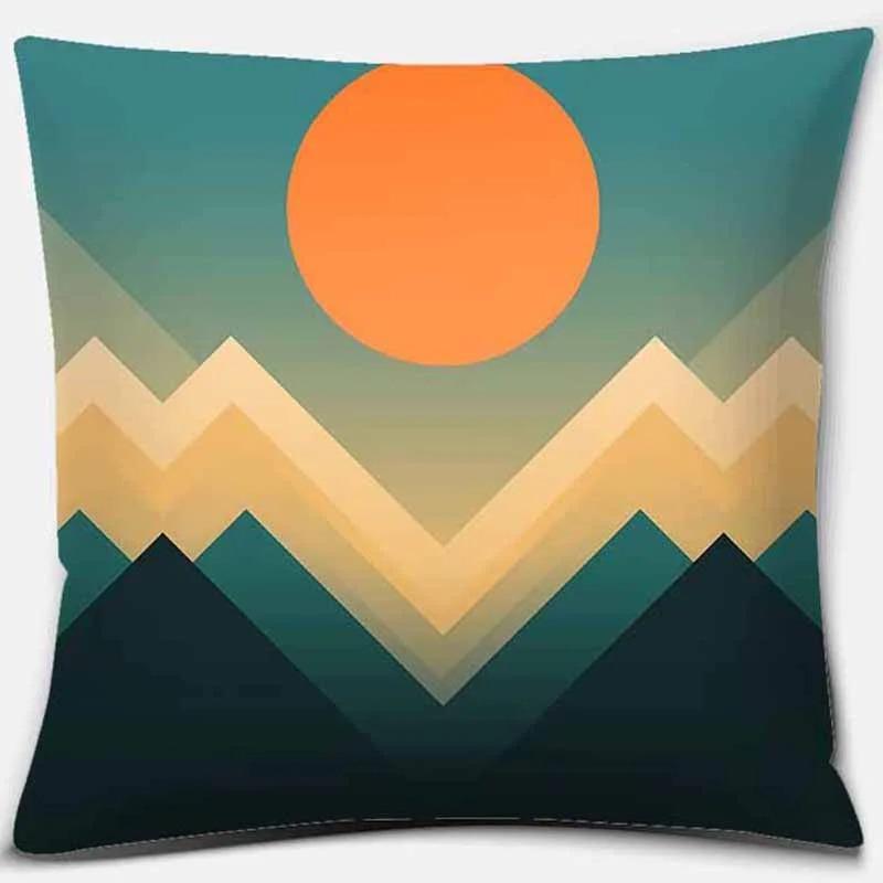 Home Decor Geometric Mountains Colorful Birds Pillow Covers Pattern Cushion Cover Suitable For Sofa Bedroom Car Pillow Cover