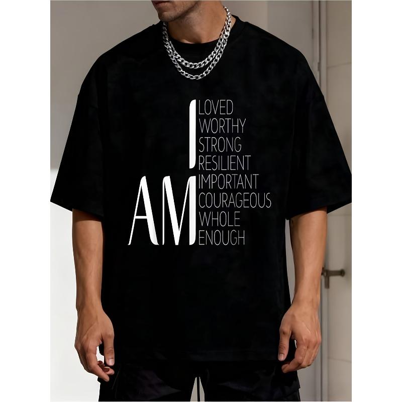 

European Size I Am Loved I Am Strong Important Courageous Enough Worthy-Shirt | Men S Graphic Tees Crop Tops Outfits Tops-Shirt S чёрный