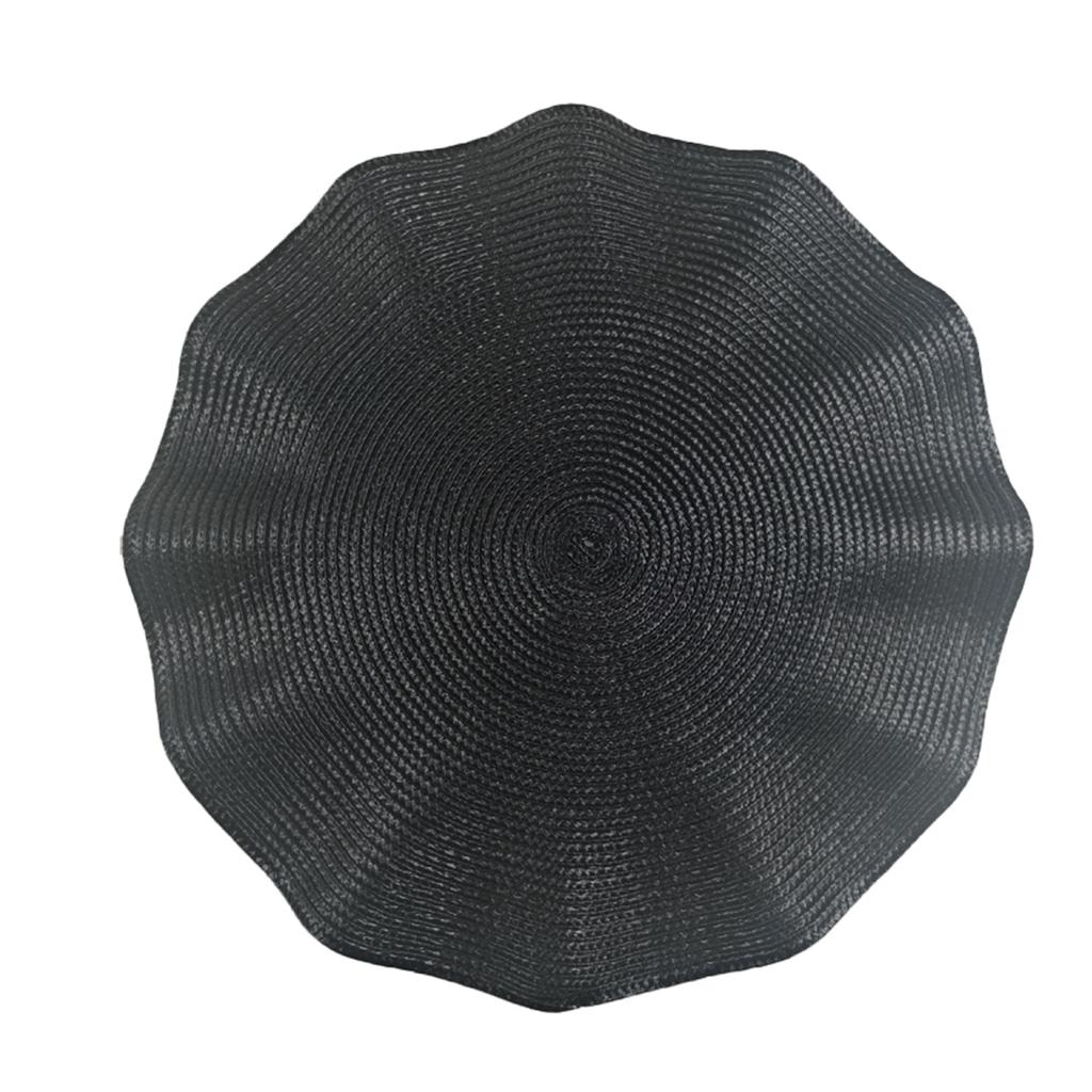 Set of 6 Round Placemats with Weave Design Heat-resistant Table Mats Washable with Corrugated Edge Non-slip Dining Table Mats