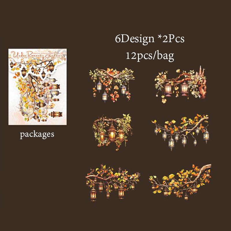 

6 стилей 12 шт./уп световые украшения пейзаж ракушки световые наклейки для DIY справочник дневник телефон чехол украшение стеклянной чашки