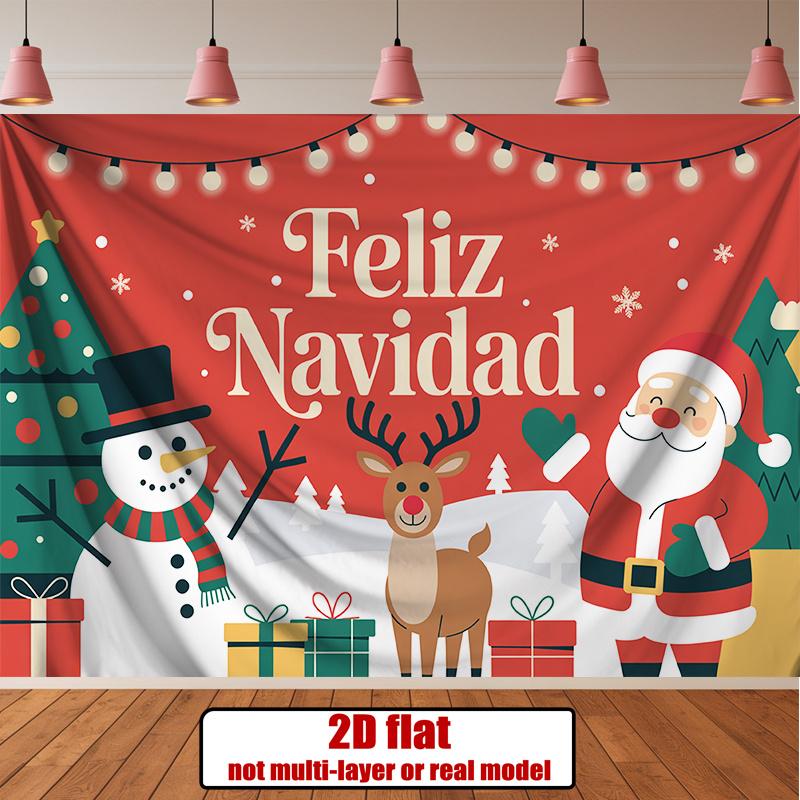 Party Backdrop Christmas Flat Banners Santa Reindeer Snowman Celebrations Wedding Parties Celebration Photo Booth Front Door Decor