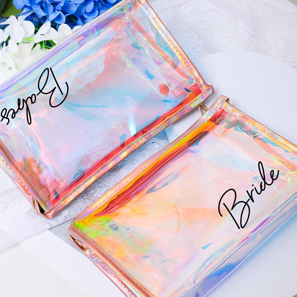 Personalized Makeup Bag Clear Cosmetic Bag Bridesmaid Gift Travel Bachelorette Party Accessories Festival Decoration Supplies