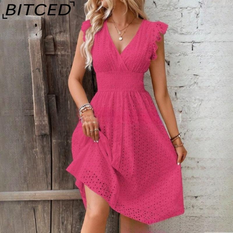 BITCED Women's Multi-Coloured Summer Sleeveless Elegant Dress