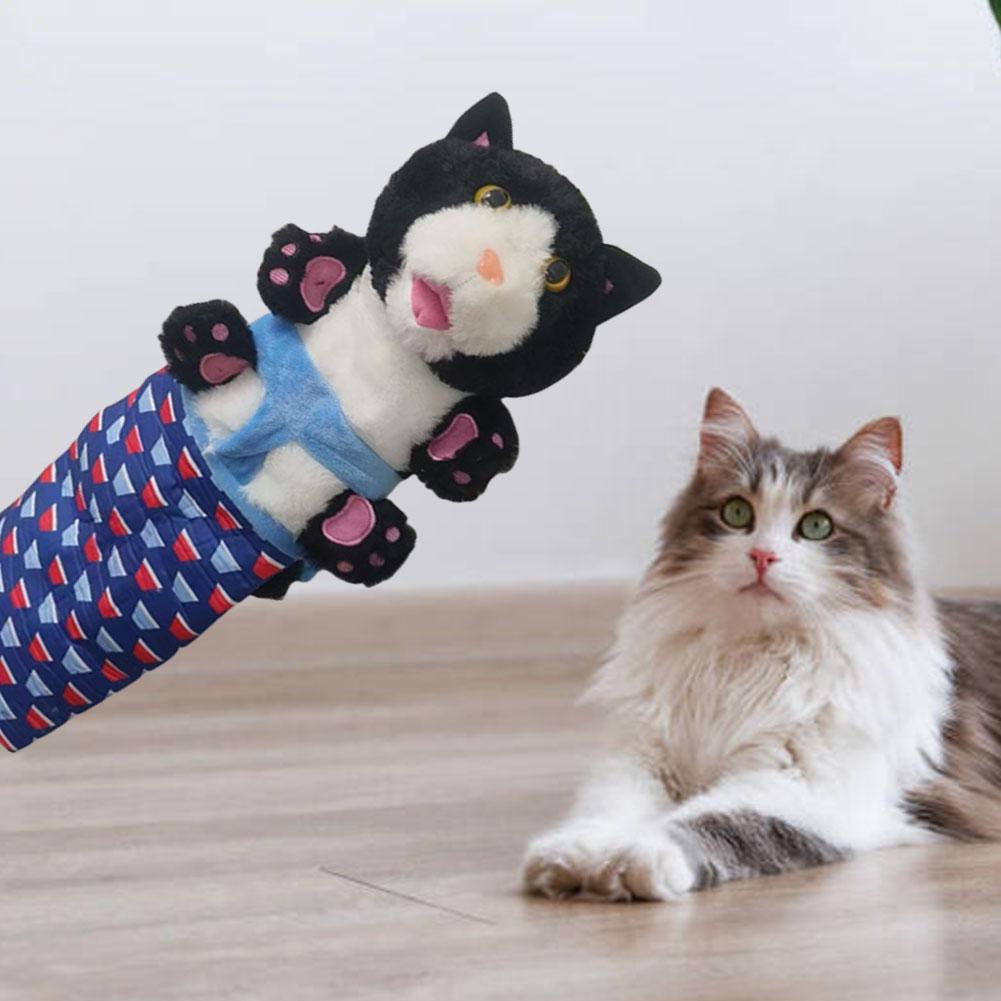 Katzenhandpuppe Wrestler Handhandschuh Interaktives Spiel Katzenspielzeug Plüschkatze Wrestle Spielzeug Wrestlinghandschuh Robuste Polsterung Tierspielzeug
