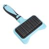 Cat Grooming Brush 140 Degree Curved Teeth Massage Function Pet Self Cleaning Brush with Resin Protection Point Blue