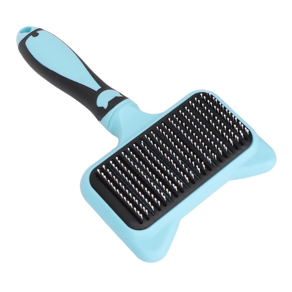 Cat Grooming Brush 140 Degree Curved Teeth Massage Function Pet Self Cleaning Brush with Resin Protection Point Blue