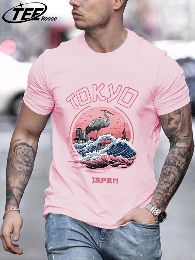 Tokyo Japan Harajuku Kran Wellen T-Shirt Herren Sommer Mode T-Shirt Baumwolle Freizeitkleidung Bequem Weich Männlich Kurzarm