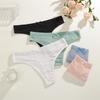 Duży Rozmiar 3 Szt. Damskie Bawełniane Stringi Seksowne Prążkowane Oddychające Majtki Codzienna Urocza Bielizna z Kokardką Dziewczęca Niska Talia G-String Lingerie
