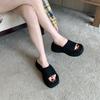 Thick-soled slippers for women's summer outer wear 2025 new high-end style with skirt height increase one-word drag muffin bottom cool slippers tide