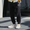 Li Ning X Disney Logo Solid Color Fleece Cuffed Sweatpants Men Bottoms Black AKLR681-2