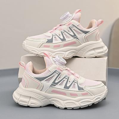 Dívčí dad shoes dětské síťované s knoflíkem růžové malé bílé boty pro střední a starší děti 2025 sportovní boty nové prodyšné
