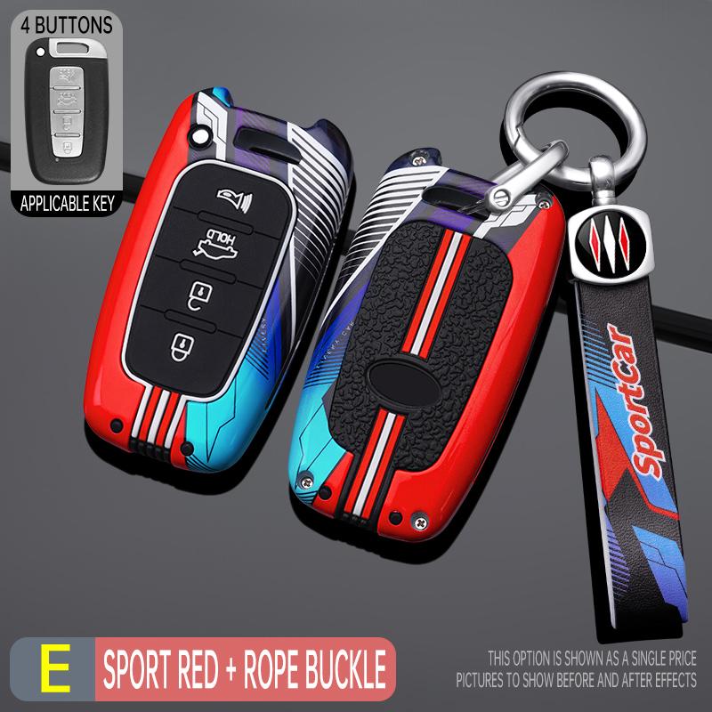 Interior Mouldings 3 4 Button Zinc Alloy Car Key Case Cover Fob For Hyundai IX35 Elantra Sonata 8 9 For Kia Sportage K5 K2 Soren