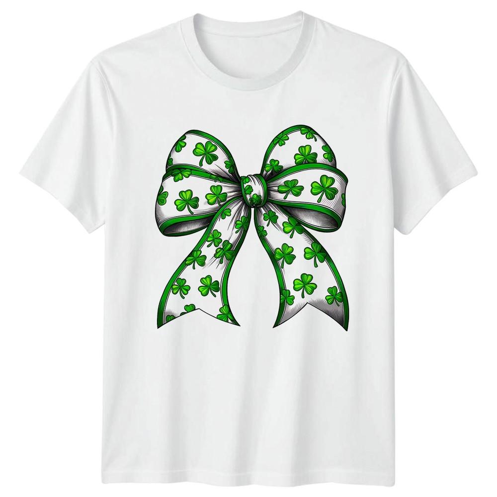 Shamrock Bow St Patricks Day Holiday Unisexs TShirt Unisexs Tee Graphic Top S