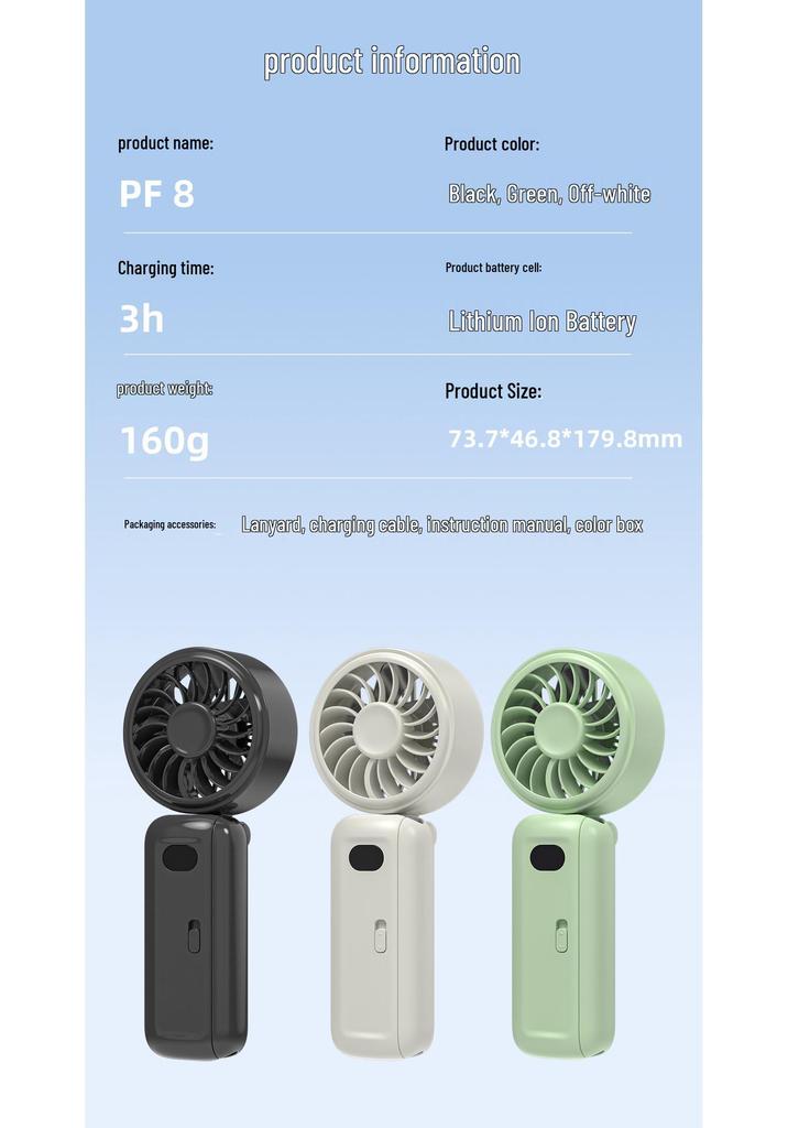 Portable Folding Handheld Fan with Umbrella Clip for Outdoor Use