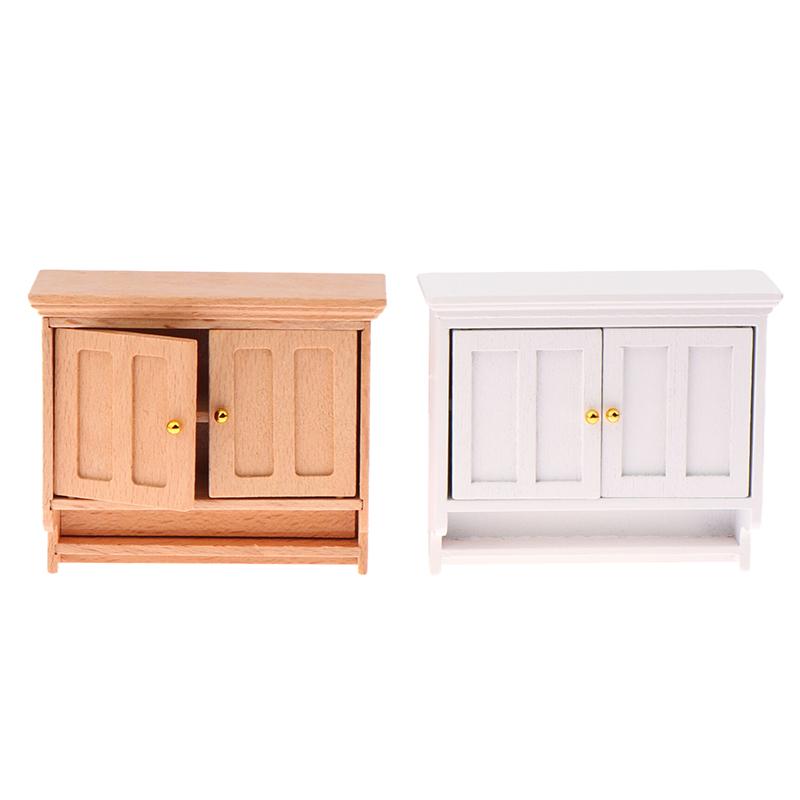 1/12 Dollhouse Miniature Wall Cabinet Closet Shelves Model Doll Home Cabinets Furniture Decor Toy Dolls House Accessories