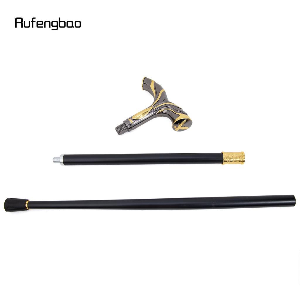 Gold Schwarz Fließende Linien Adler Luxus Mode Cosplay Stock Party Dekorativer Stock Eleganter Krummstabknauf Gehstock 92cm