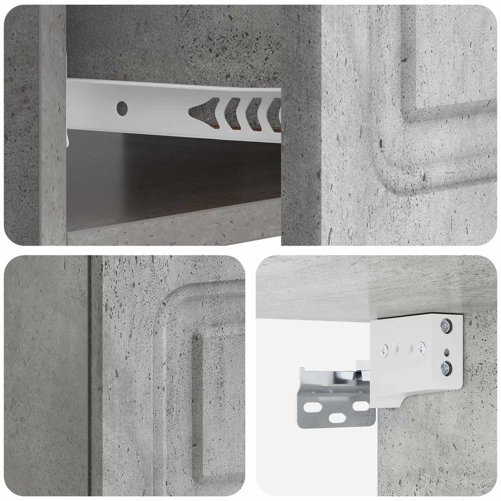 Wall Mounted Nightstand Concrete Grey 49 x 34.5 x 20 cm