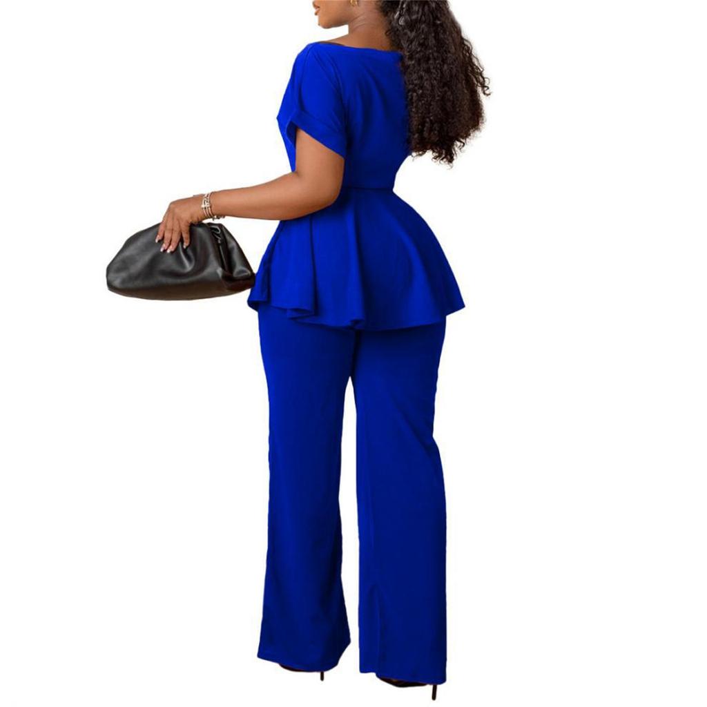 Women's 2-Piece Casual Short-Sleeve Top And Wide-Leg Pants Set