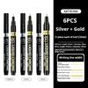 6/1pcs Chrome Pen Marker Reflective Mirror Electroplating Paint Repair Marker For Rock Ceramic Glass 0.8/1/2mm Nib Art Craftwork
