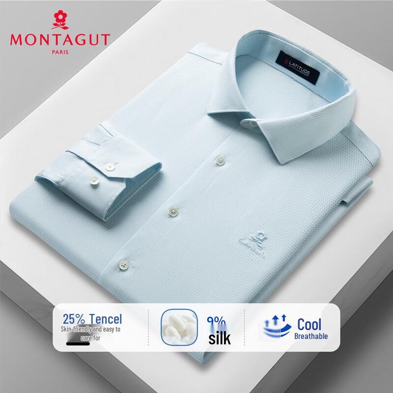 MONTAGUT Men s Tencel Silk Blend Easy Care Long Sleeve Shirt 41