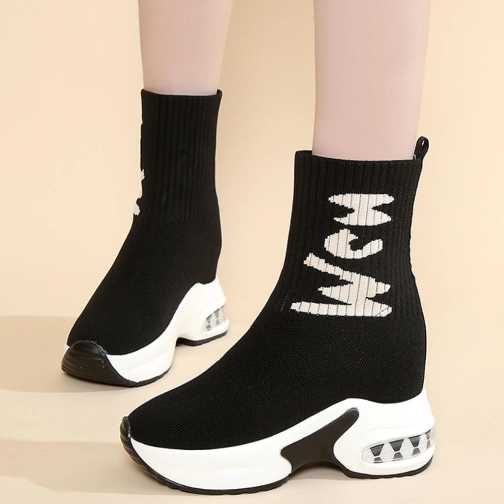 Women's Knitted Boots Thick-soled Slip-on Breathable Women Boots Are Fashionable Casual and Smooth Botas De Invierno Para Mujer