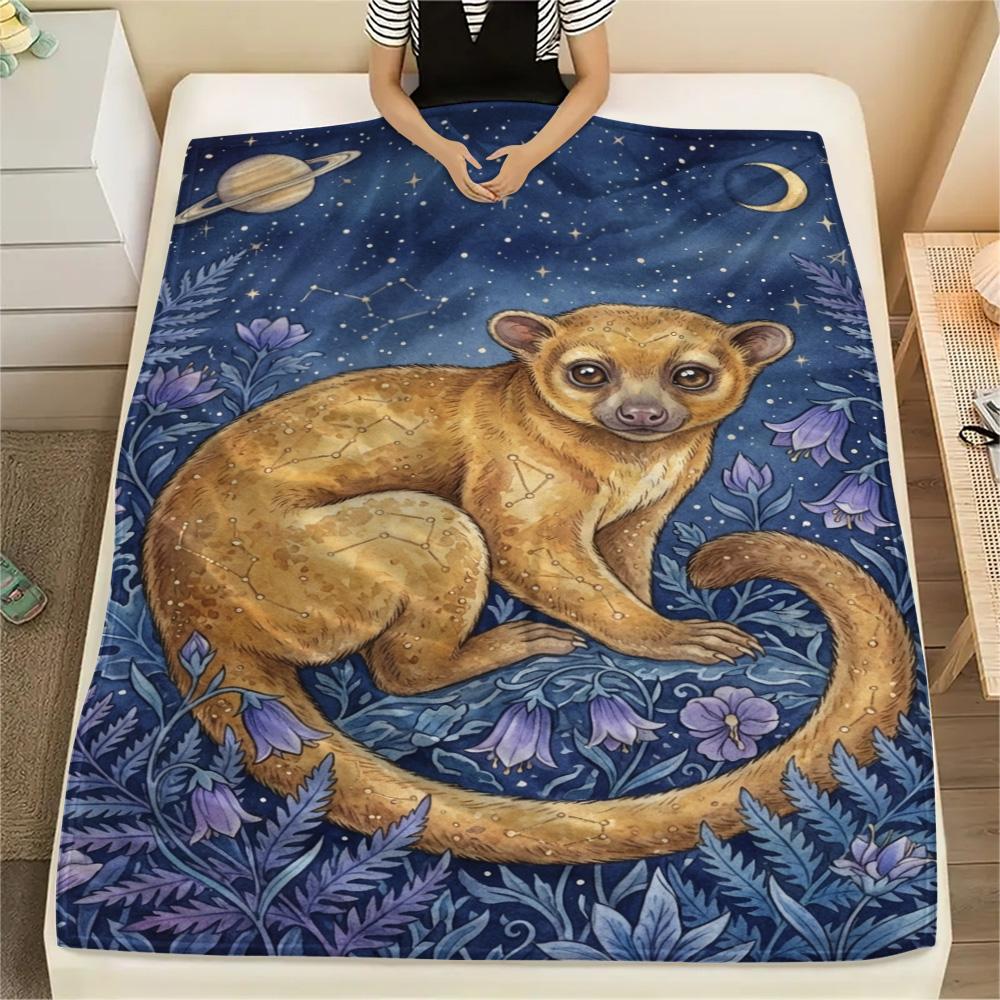 1PC Watercolor style Print FlAannel Blanket, High quality Comfortable for All Seasons, Home Decor, Warmth and Comfort